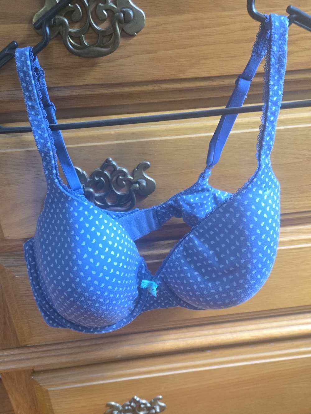 Victoria's Secret Blue Dot Print Lace-Trim T-Shirt Bra